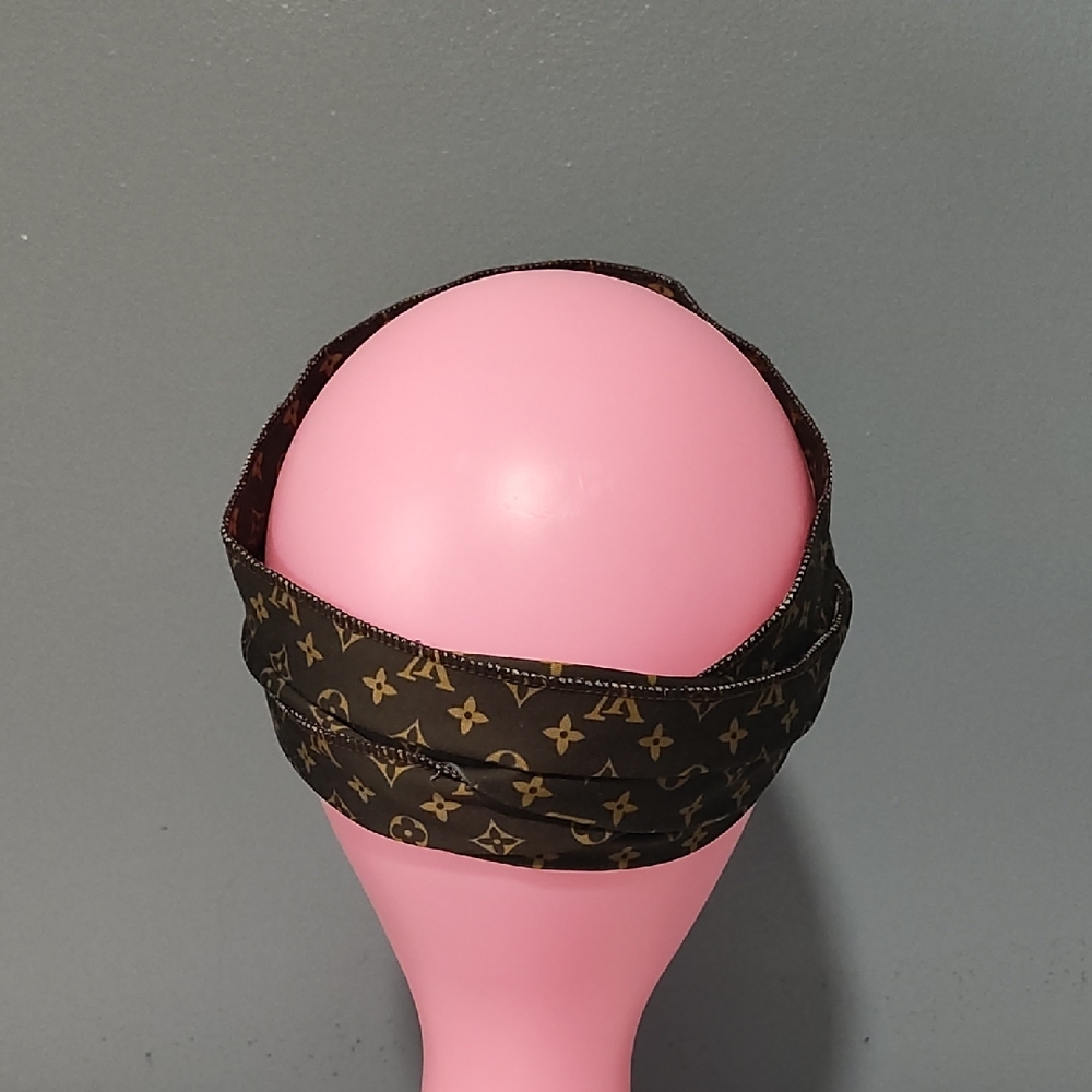 Designer  Brown Hair Tie Headscarf - Picture 3 of 8